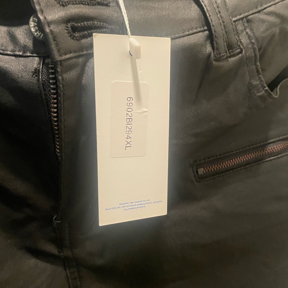 Faux Leather Skinny Jeans, Black, Sz 16, NWT,